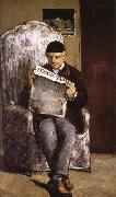 Paul Cezanne in reading the artist's father oil on canvas